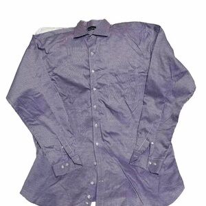 ROCHESTER Men's Shirt Purple Glen Plaid Egyptian Cotton Spread Collar 17.5